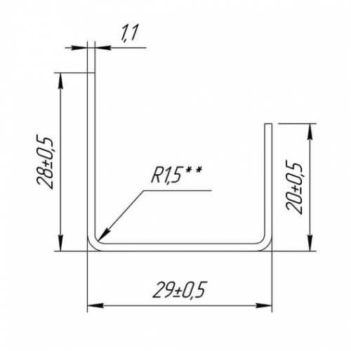 Уголок гнутый чертеж